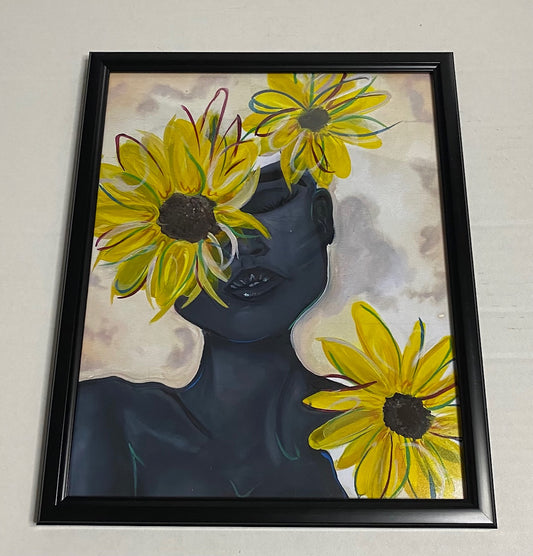 Black Sunflower (Framed Print)